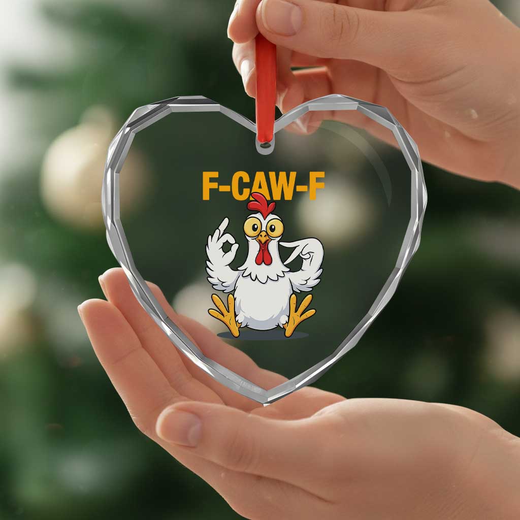 Funny F Caw F 67 Meme Heart Crystal Glass Ornament Cartoon Chicken Poultry Humor - Wonder Print Shop