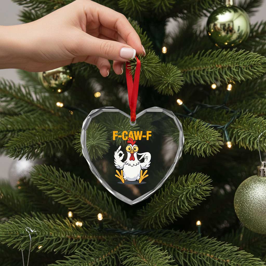 Funny F Caw F 67 Meme Heart Crystal Glass Ornament Cartoon Chicken Poultry Humor - Wonder Print Shop