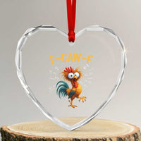 Funny F Caw F 67 Meme Heart Crystal Glass Ornament Cartoon Rooster Chicken Poultry Humor - Wonder Print Shop