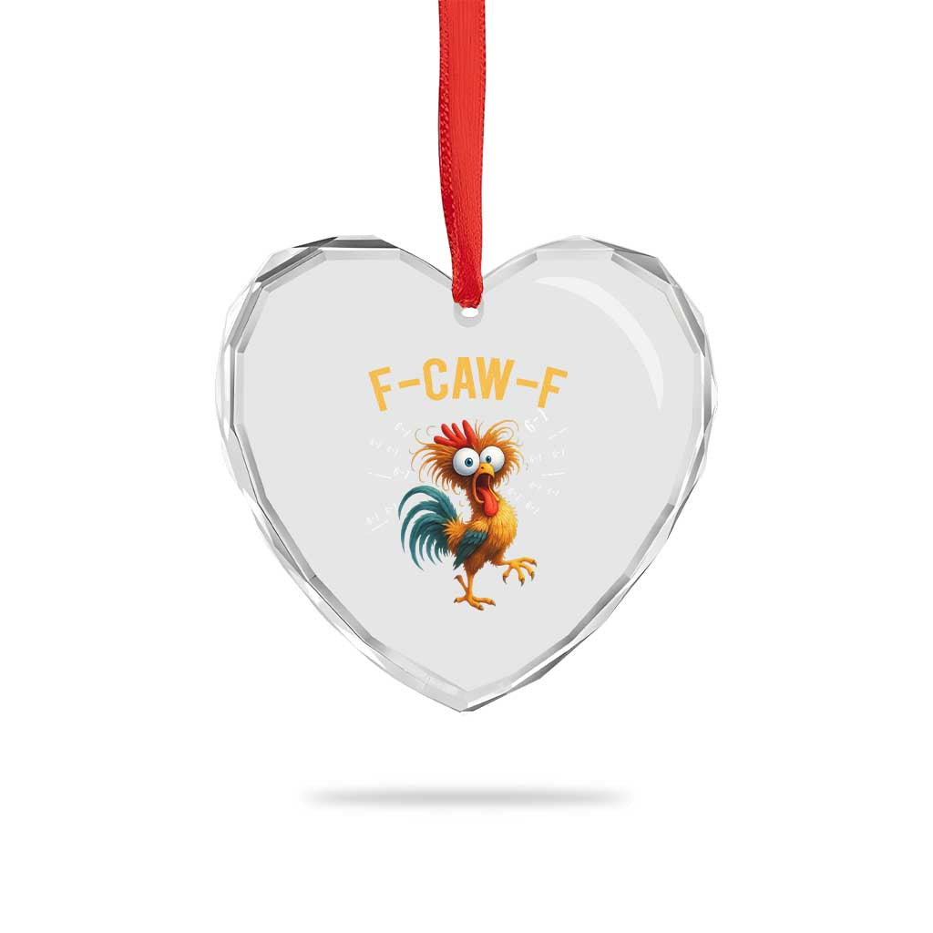 Funny F Caw F 67 Meme Heart Crystal Glass Ornament Cartoon Rooster Chicken Poultry Humor - Wonder Print Shop