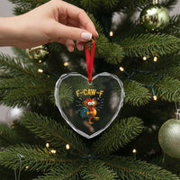 Funny F Caw F 67 Meme Heart Crystal Glass Ornament Cartoon Rooster Chicken Poultry Humor - Wonder Print Shop