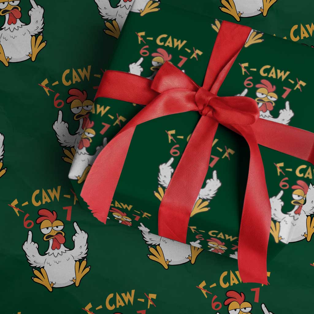 Funny F Caw F 67 Meme Wrapping Paper Roll Cartoon Chicken Six Seven Poultry Humor - Wonder Print Shop