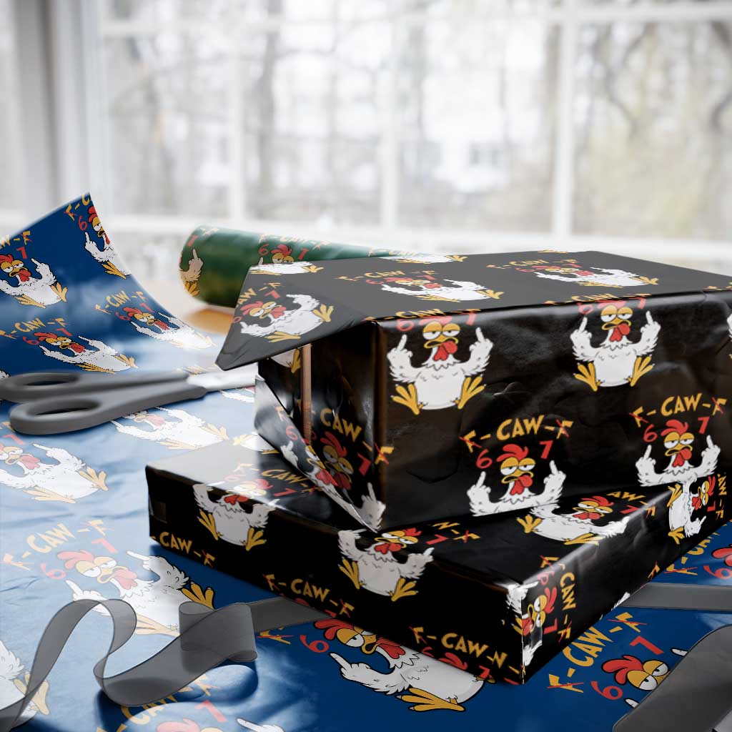 Funny F Caw F 67 Meme Wrapping Paper Roll Cartoon Chicken Six Seven Poultry Humor - Wonder Print Shop