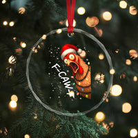 Funny F Caw F Chicken Christmas Crystal Glass Ornament Xmas Rooster Meme Santa Hat - Wonder Print Shop