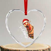 Funny F Caw F Chicken Christmas Heart Crystal Glass Ornament Xmas Rooster Meme Santa Hat - Wonder Print Shop