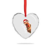 Funny F Caw F Chicken Christmas Heart Crystal Glass Ornament Xmas Rooster Meme Santa Hat - Wonder Print Shop