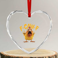 Funny F Caw F Chicken Heart Crystal Glass Ornament Rooster Meme Humor - Wonder Print Shop