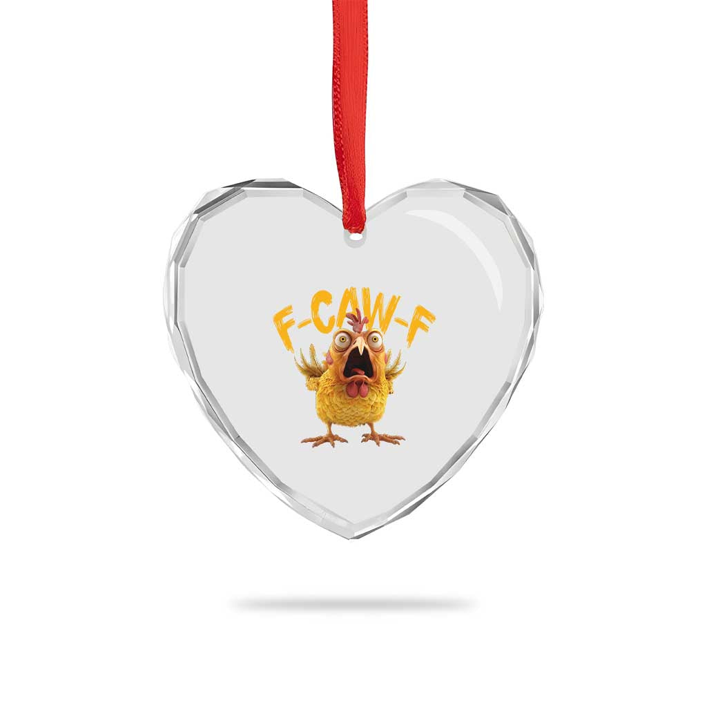 Funny F Caw F Chicken Heart Crystal Glass Ornament Rooster Meme Humor - Wonder Print Shop