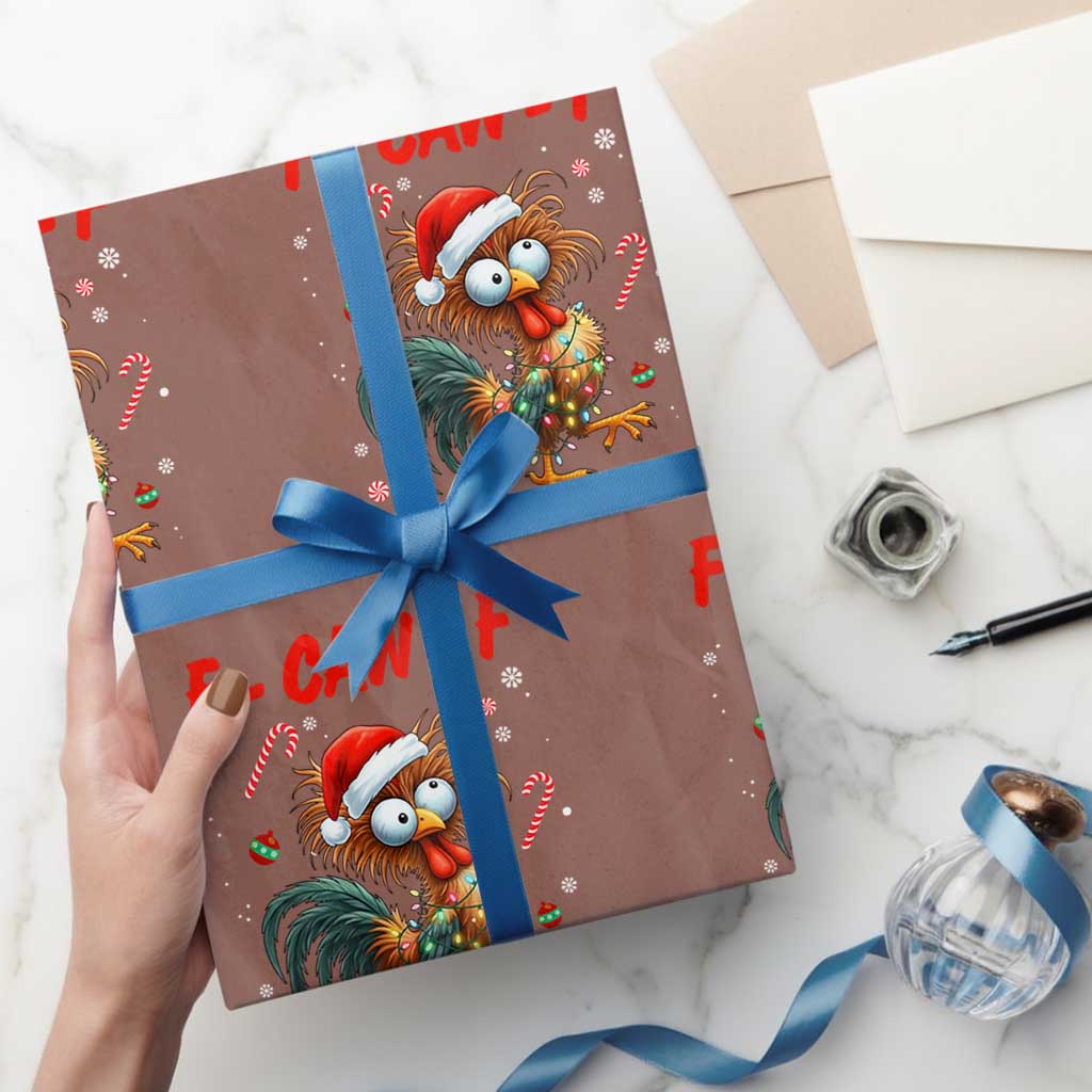 Funny F Caw F Chicken Meme Wrapping Paper Roll Christmas Gift - Wonder Print Shop