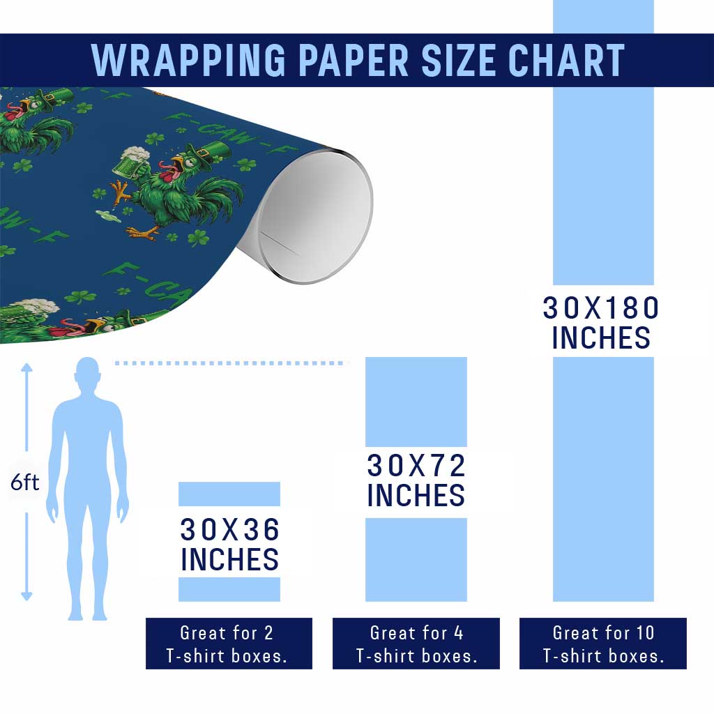 Funny F Caw F Chicken St Patricks Day Wrapping Paper Roll Irish Beer Drinking Shamrock Print