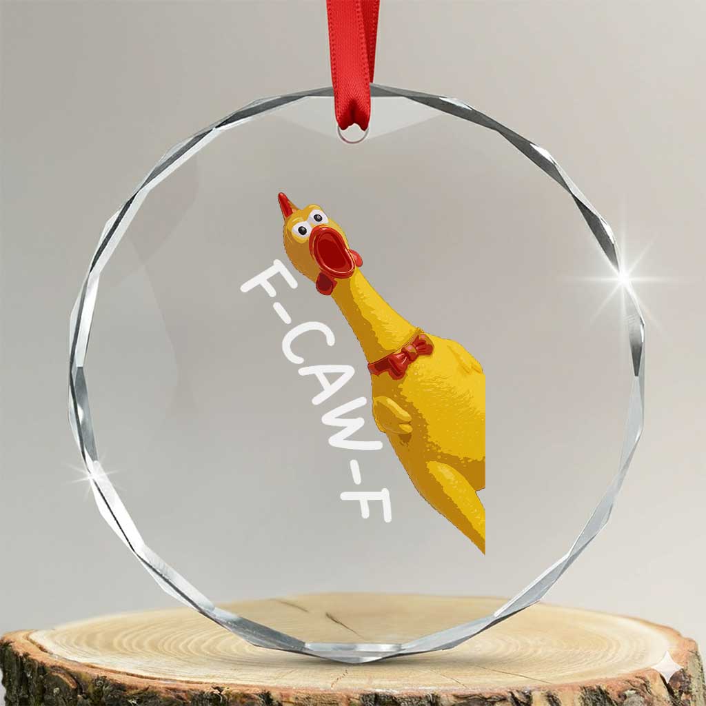 Funny F Caw F Chicken Toy Crystal Glass Ornament Poultry Humor - Wonder Print Shop