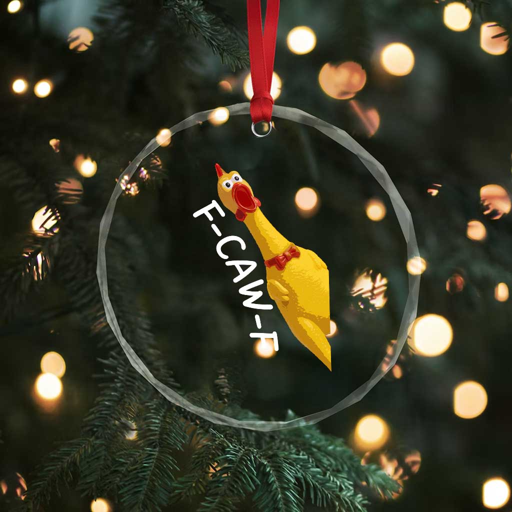 Funny F Caw F Chicken Toy Crystal Glass Ornament Poultry Humor - Wonder Print Shop