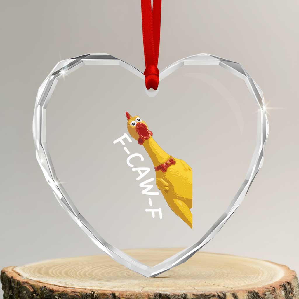 Funny F Caw F Chicken Toy Heart Crystal Glass Ornament Poultry Humor - Wonder Print Shop