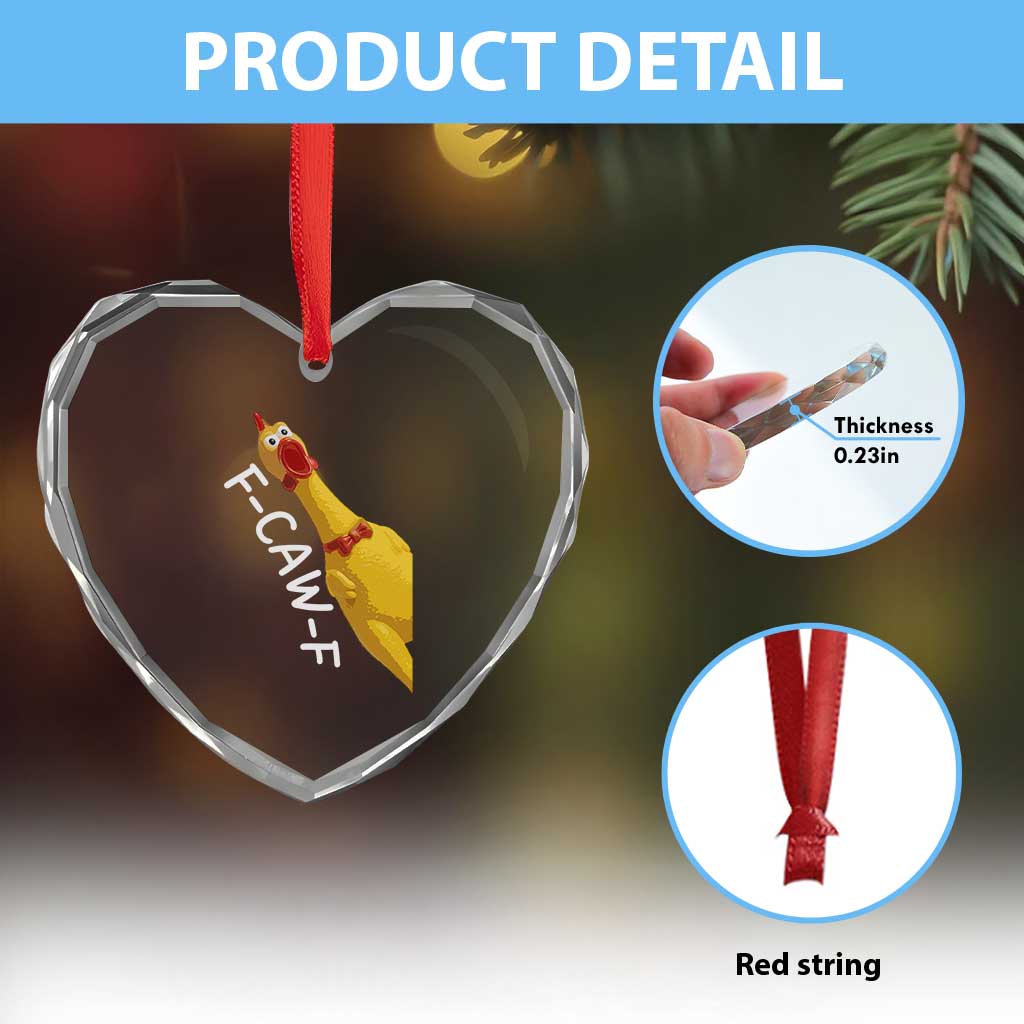 Funny F Caw F Chicken Toy Heart Crystal Glass Ornament Poultry Humor - Wonder Print Shop