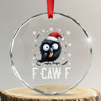 Funny F Caw F Christmas Crow Crystal Glass Ornament Santa Raven Xmas Holiday - Wonder Print Shop