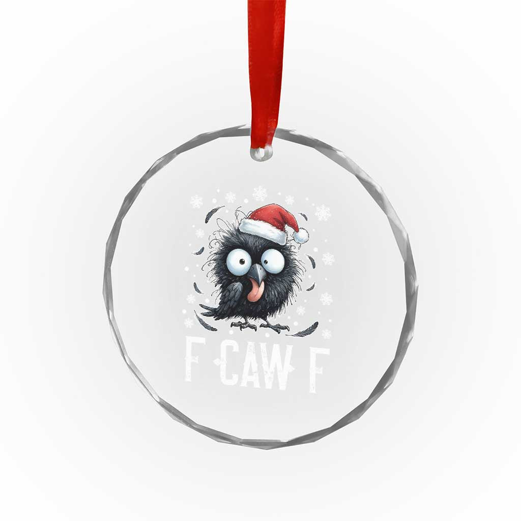 Funny F Caw F Christmas Crow Crystal Glass Ornament Santa Raven Xmas Holiday - Wonder Print Shop