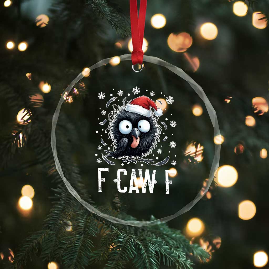 Funny F Caw F Christmas Crow Crystal Glass Ornament Santa Raven Xmas Holiday - Wonder Print Shop
