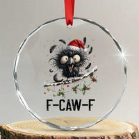 Funny F Caw F Christmas Crow Crystal Glass Ornament Santa Raven Xmas Holiday Snowflake - Wonder Print Shop