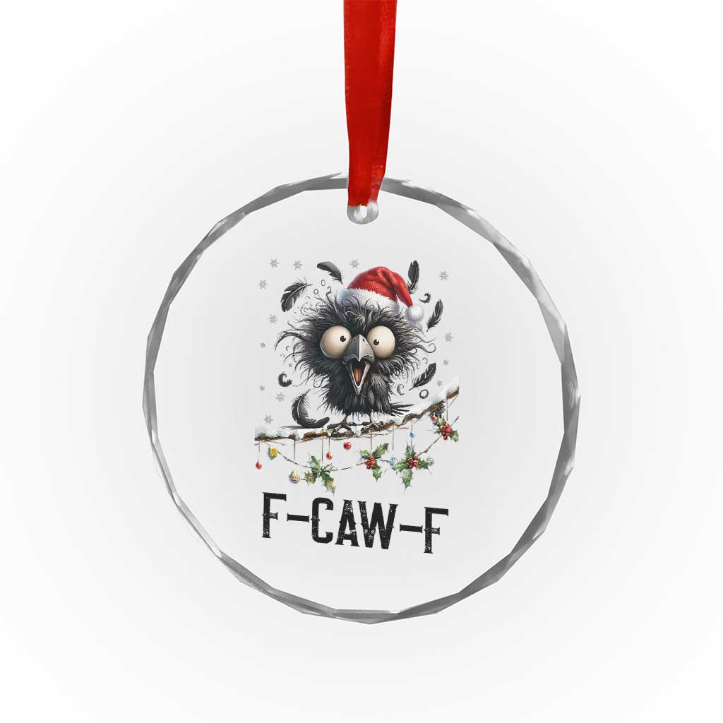Funny F Caw F Christmas Crow Crystal Glass Ornament Santa Raven Xmas Holiday Snowflake - Wonder Print Shop
