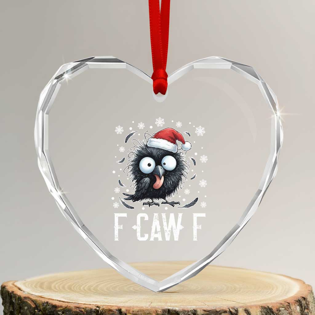 Funny F Caw F Christmas Crow Heart Crystal Glass Ornament Santa Raven Xmas Holiday - Wonder Print Shop