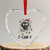 Funny F Caw F Christmas Crow Heart Crystal Glass Ornament Santa Raven Xmas Holiday Snowflake - Wonder Print Shop