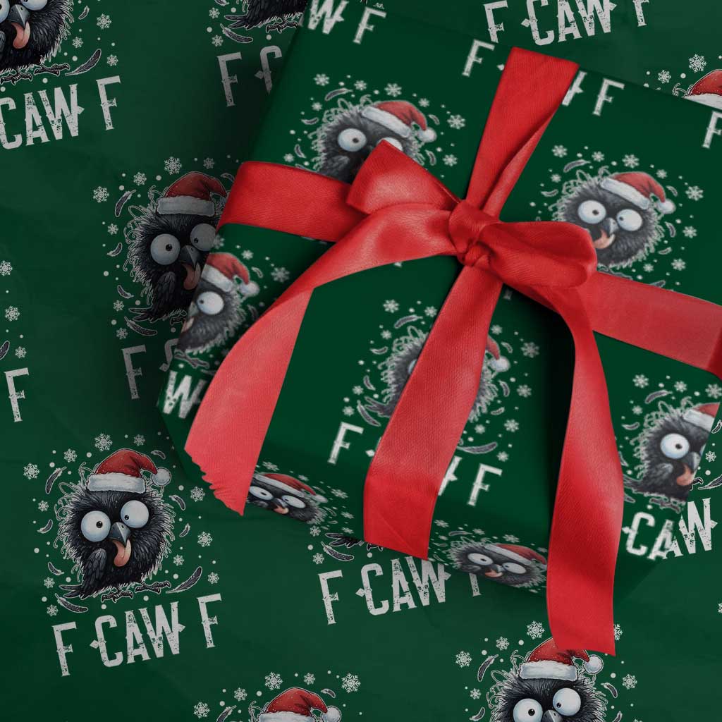 Funny F Caw F Christmas Crow Wrapping Paper Roll Santa Raven Xmas Holiday - Wonder Print Shop