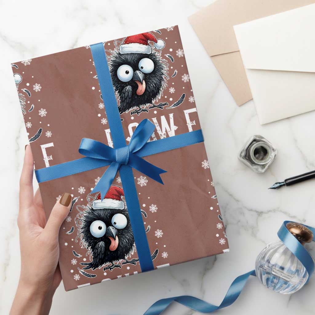 Funny F Caw F Christmas Crow Wrapping Paper Roll Santa Raven Xmas Holiday - Wonder Print Shop