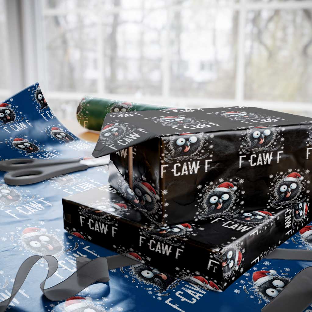 Funny F Caw F Christmas Crow Wrapping Paper Roll Santa Raven Xmas Holiday - Wonder Print Shop