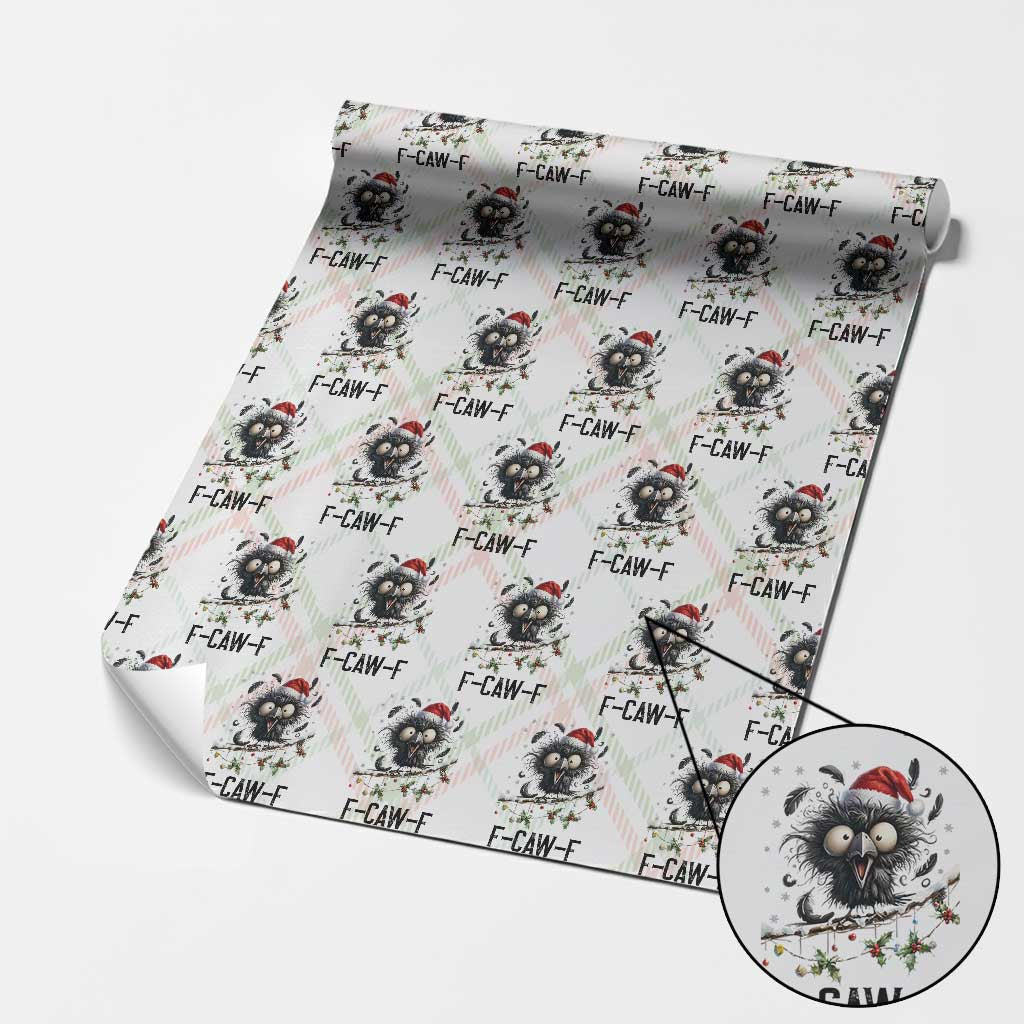 Funny F Caw F Christmas Crow Wrapping Paper Roll Santa Raven Xmas Holiday Snowflake - Wonder Print Shop