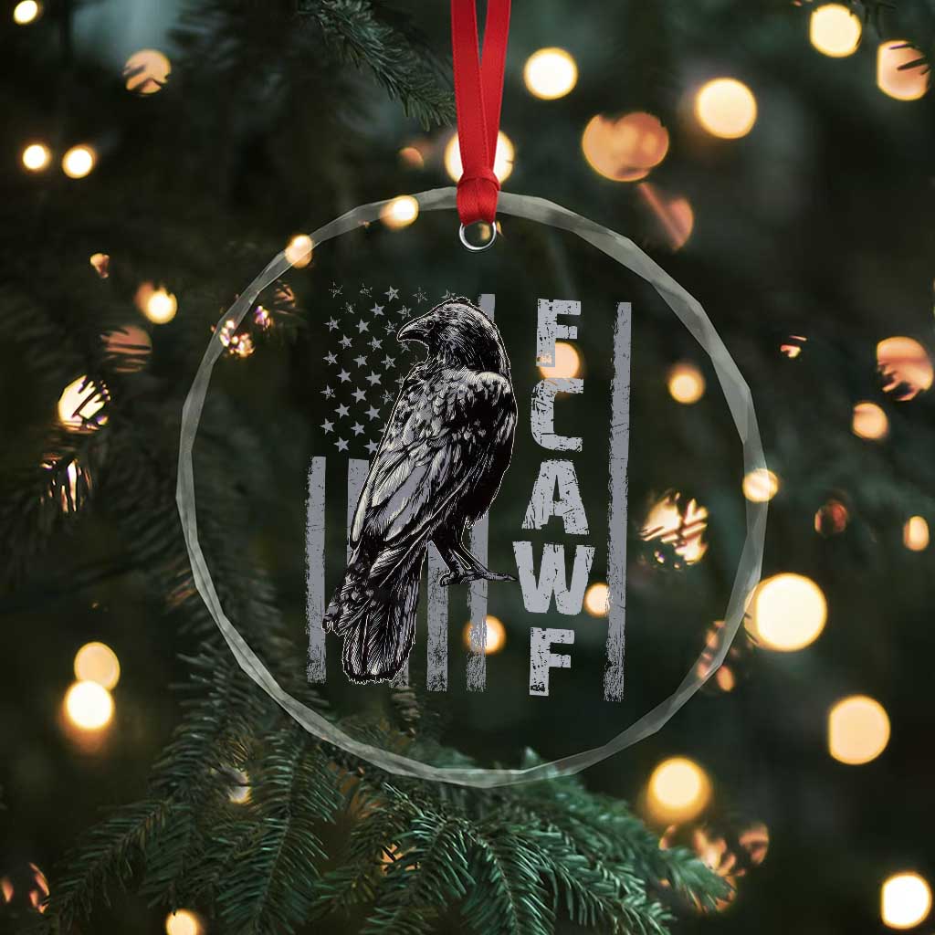 Funny F CAW F Crow Crystal Glass Ornament Vintage American Flag - Wonder Print Shop