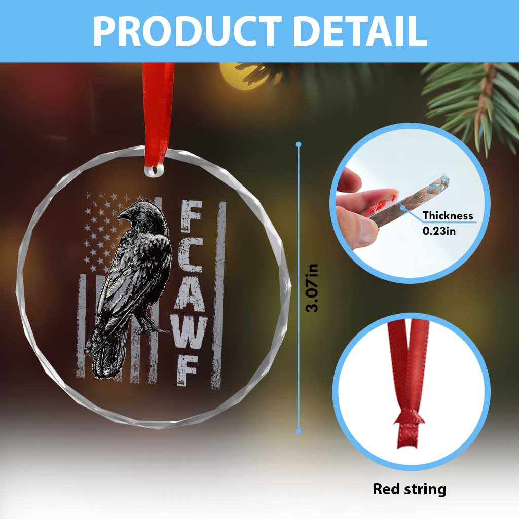 Funny F CAW F Crow Crystal Glass Ornament Vintage American Flag - Wonder Print Shop