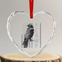 Funny F CAW F Crow Heart Crystal Glass Ornament Vintage American Flag - Wonder Print Shop