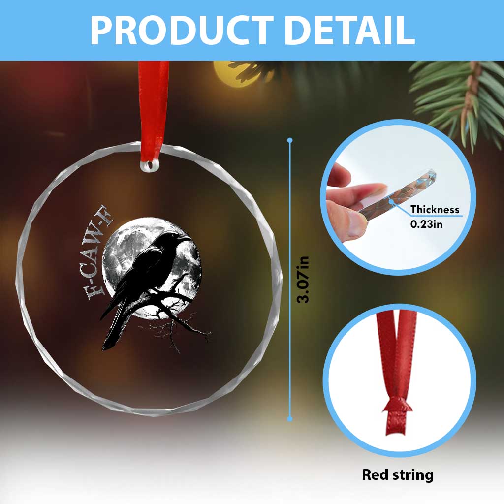 Funny F Caw F Crystal Glass Ornament Black Crow Moon Gothic Adult Humor TS11