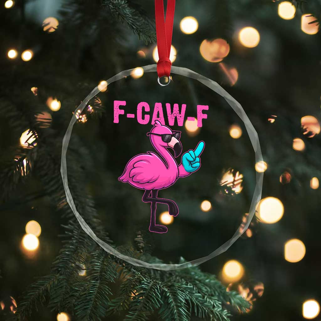 Funny F-Caw-F Flamingo Crystal Glass Ornament Adult Humor TS10