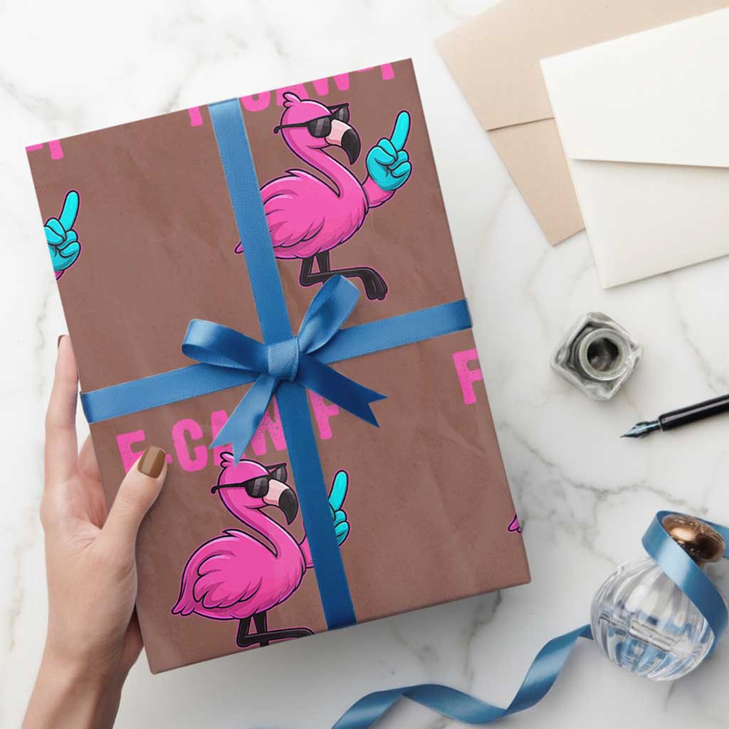 Funny F-Caw-F Flamingo Wrapping Paper Roll Adult Humor - Wonder Print Shop
