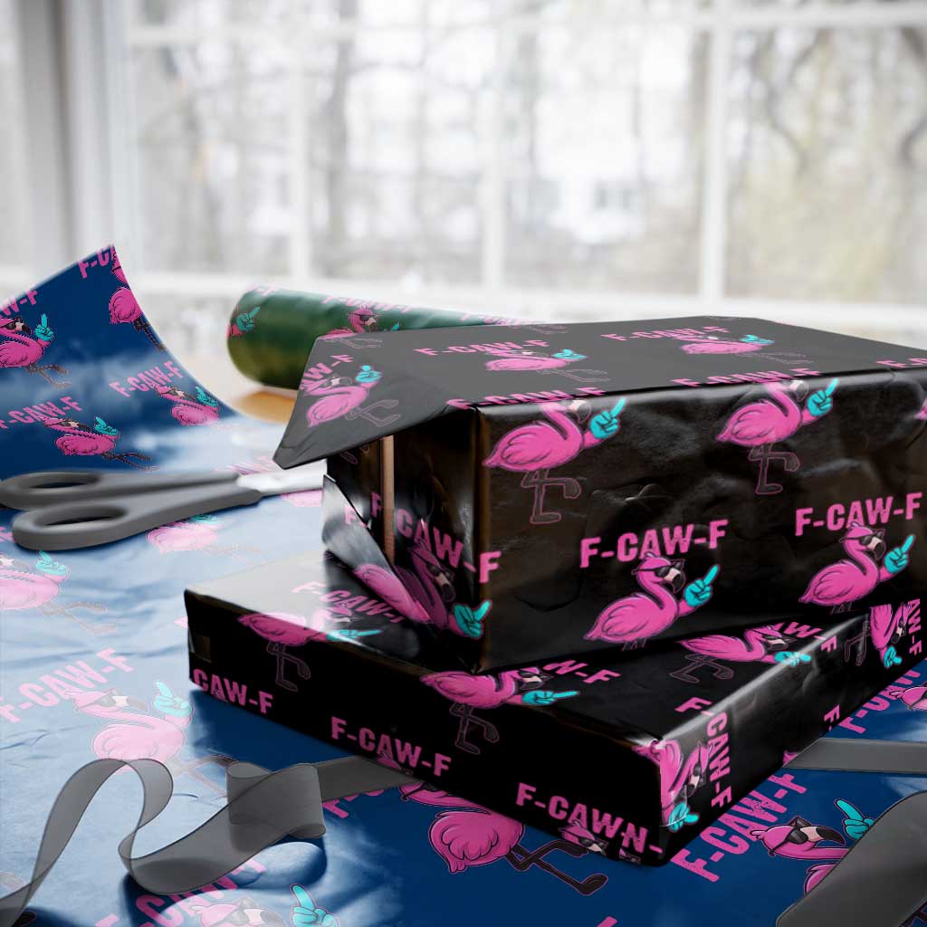 Funny F-Caw-F Flamingo Wrapping Paper Roll Adult Humor - Wonder Print Shop