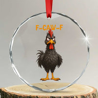 Funny F Caw F Grumpy Black Chicken Graphic Crystal Glass Ornament Moody Bird Meme for Sarcastic Animal Lovers - Wonder Print Shop