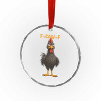 Funny F Caw F Grumpy Black Chicken Graphic Crystal Glass Ornament Moody Bird Meme for Sarcastic Animal Lovers - Wonder Print Shop