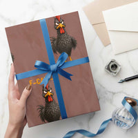 Funny F Caw F Grumpy Black Chicken Graphic Wrapping Paper Roll Moody Bird Meme for Sarcastic Animal Lovers