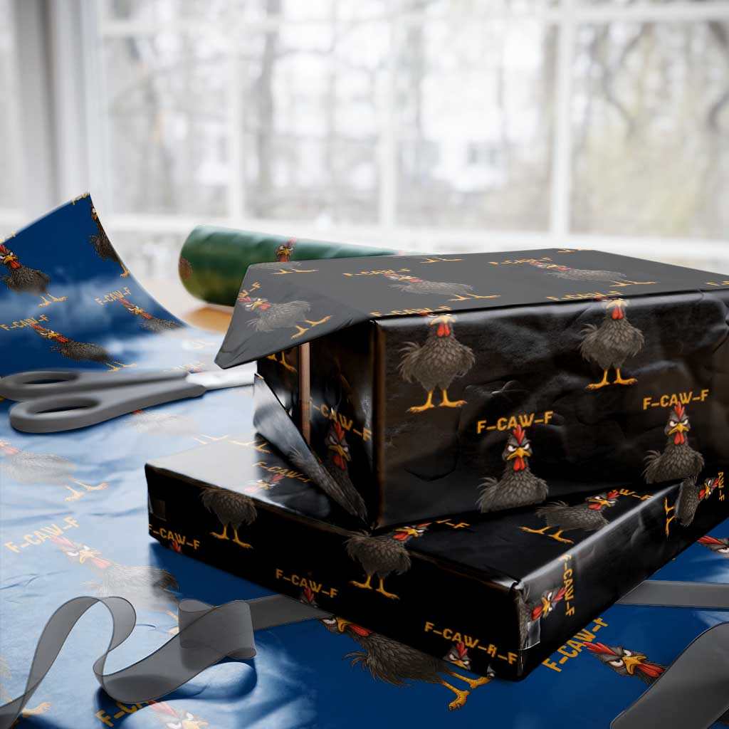 Funny F Caw F Grumpy Black Chicken Graphic Wrapping Paper Roll Moody Bird Meme for Sarcastic Animal Lovers