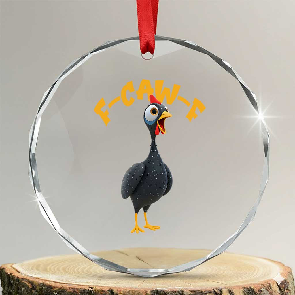Funny F Caw F Guinea Fowl Crystal Glass Ornament Cartoon Guinea Bird Poultry Humor - Wonder Print Shop