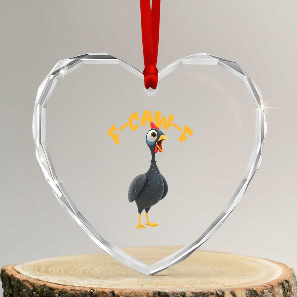 Funny F Caw F Guinea Fowl Heart Crystal Glass Ornament Cartoon Guinea Bird Poultry Humor - Wonder Print Shop