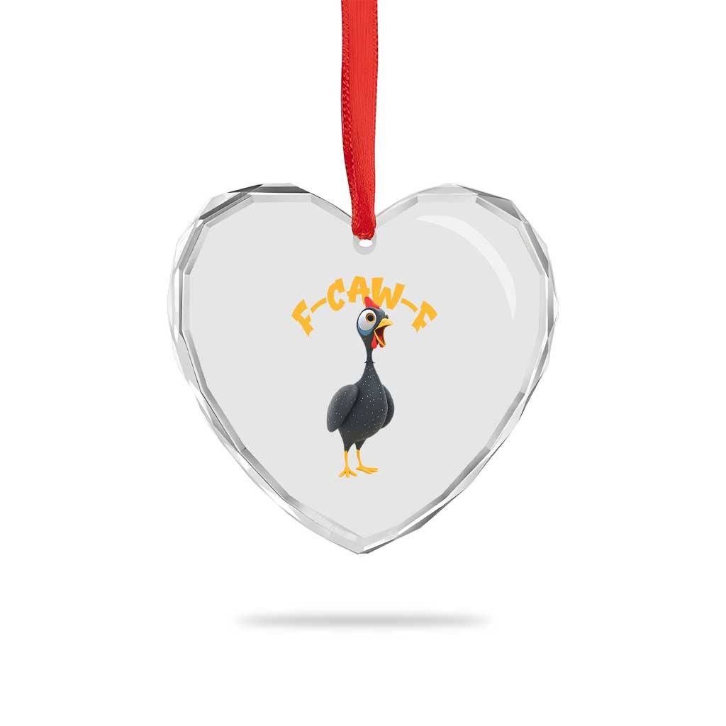 Funny F Caw F Guinea Fowl Heart Crystal Glass Ornament Cartoon Guinea Bird Poultry Humor - Wonder Print Shop