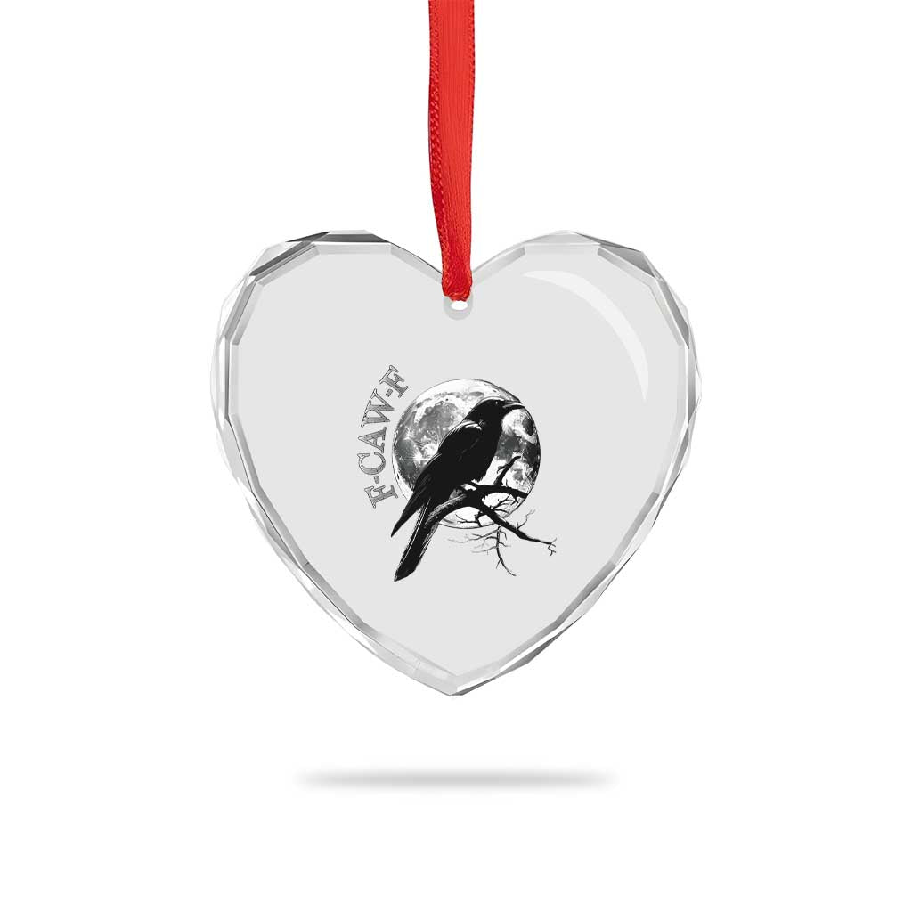 Funny F Caw F Heart Crystal Glass Ornament Black Crow Moon Gothic Adult Humor - Wonder Print Shop