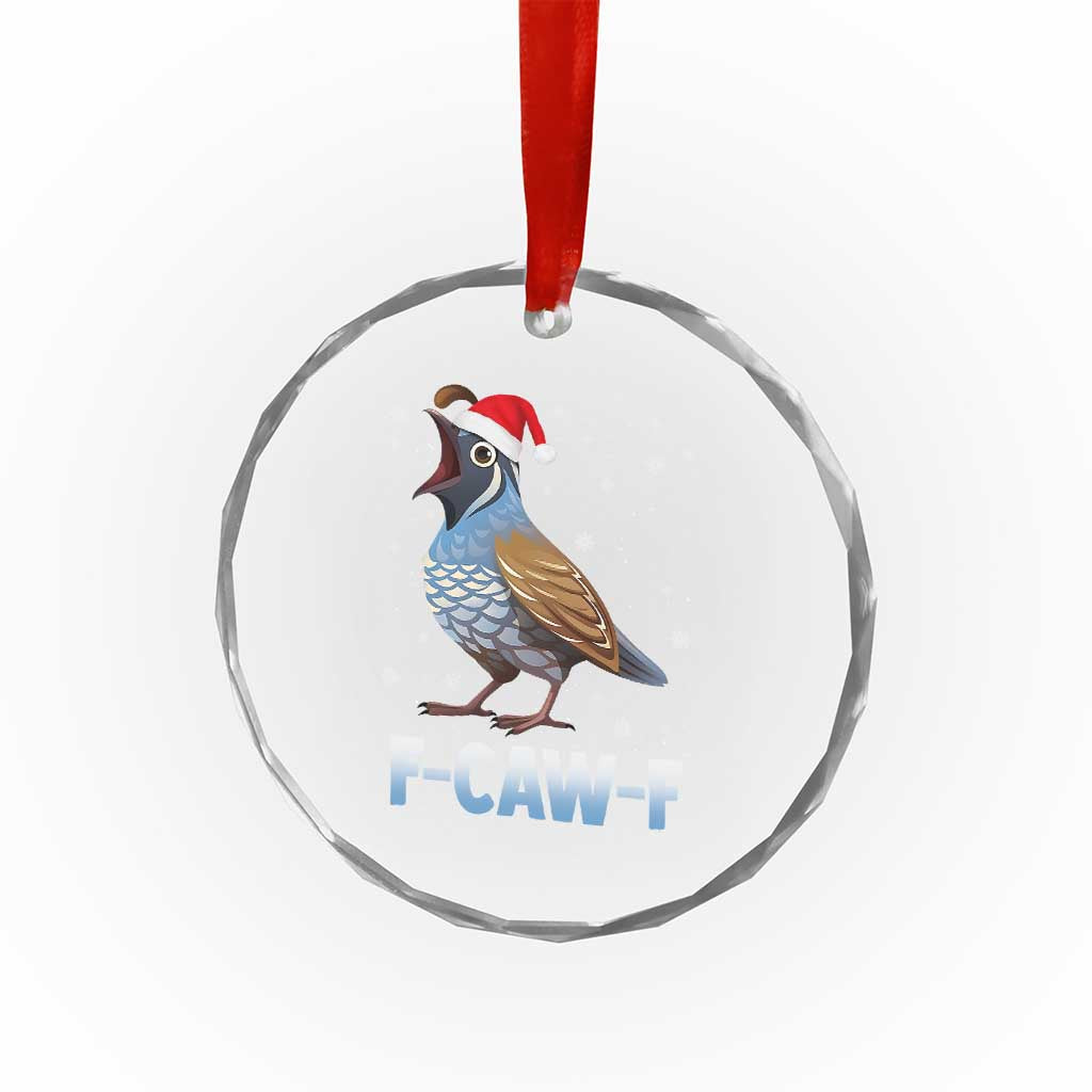 Funny F Caw F Quail Christmas Crystal Glass Ornament Cartoon Quail Bird Santa Hat Poultry Humor - Wonder Print Shop