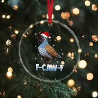 Funny F Caw F Quail Christmas Crystal Glass Ornament Cartoon Quail Bird Santa Hat Poultry Humor - Wonder Print Shop