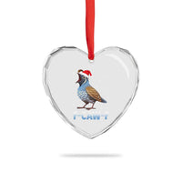 Funny F Caw F Quail Christmas Heart Crystal Glass Ornament Cartoon Quail Bird Santa Hat Poultry Humor - Wonder Print Shop