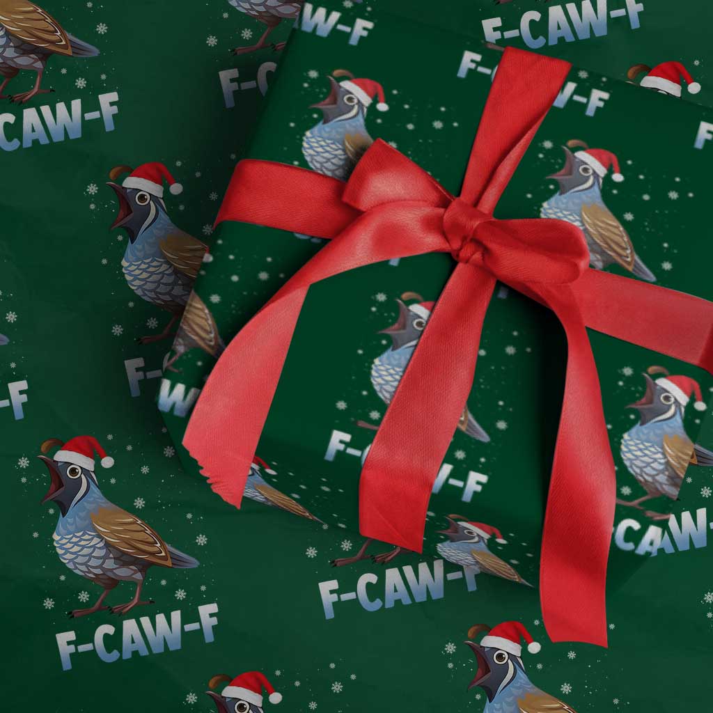 Funny F Caw F Quail Christmas Wrapping Paper Roll Cartoon Quail Bird Santa Hat Poultry Humor - Wonder Print Shop