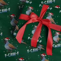 Funny F Caw F Quail Christmas Wrapping Paper Roll Cartoon Quail Bird Santa Hat Poultry Humor - Wonder Print Shop