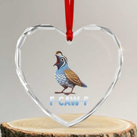 Funny F Caw F Quail Heart Crystal Glass Ornament Cartoon Quail Bird Poultry Humor - Wonder Print Shop